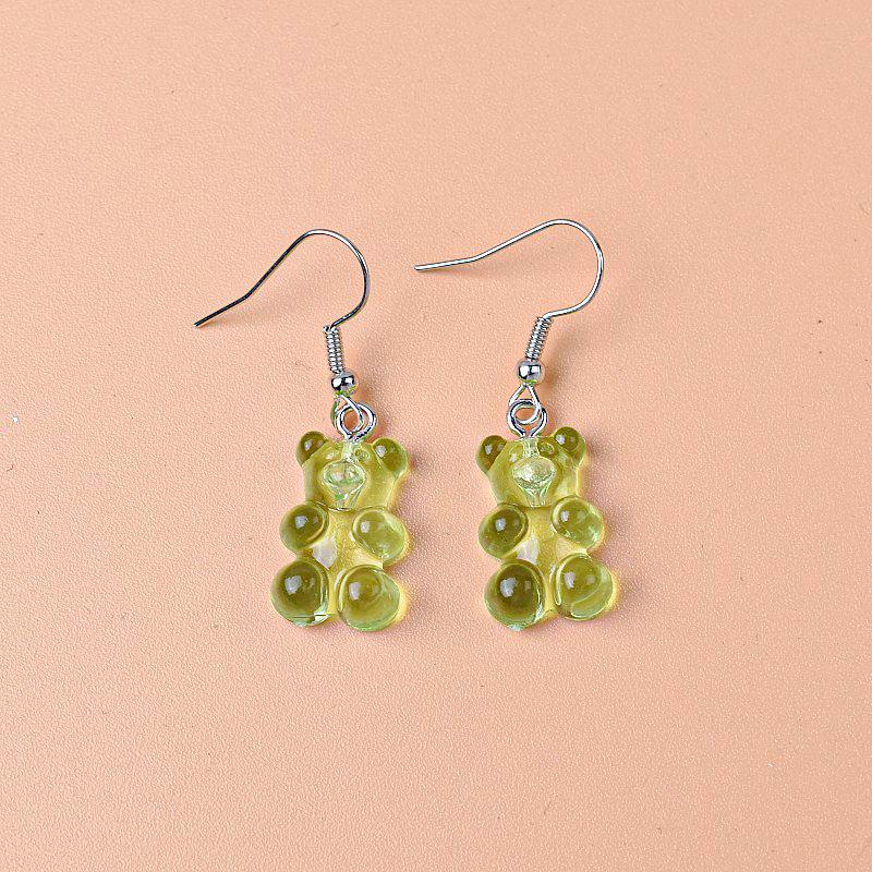 Náušnice s pryskyřičnými medvídky v bonbónových barvách pro ženy - Roztomilé kreslené průhledné šperky