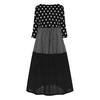 Women Vintage  Wave Point Print Dress Long Sleeves  Maxi Dress