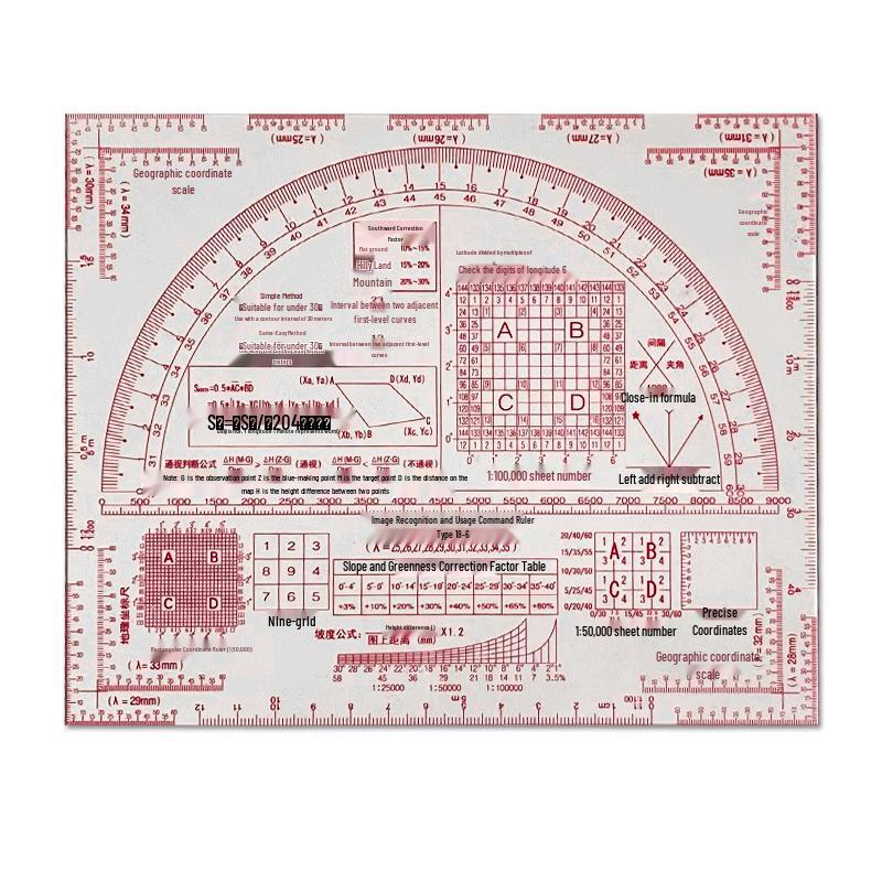 Professional Multi-function Map Reading Ruler