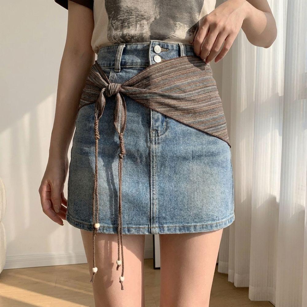 Lightweight Triangle Scarf Beaded Tie Neckerchief Versatile Layering Accessory Waist Wrap