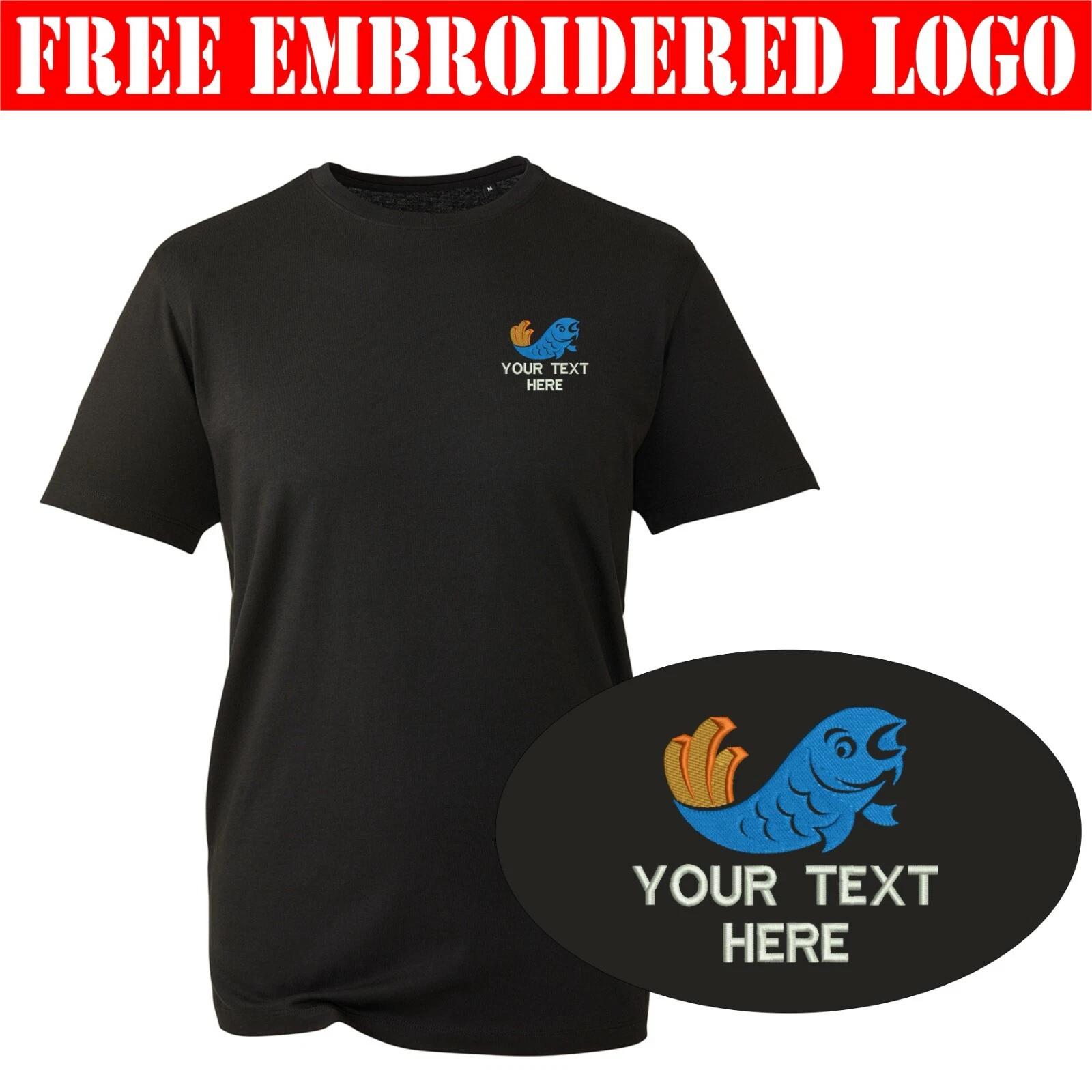 Personalised Embroidered Fish Fries Your Text T-Shirt, Restaurants Workwear Top 4XL