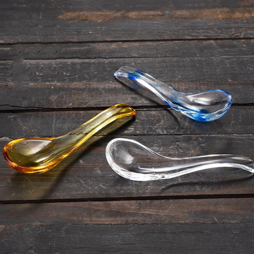 Colorful Crystal Glass Spoon Exquisite Serving Spoons Easy To Clean Condiment Spoons Restaurant