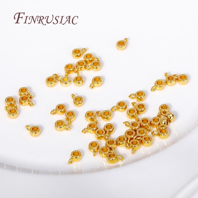 4X2.5MM 18K Gold Plated Round Pendant Bail with Ring, Brass Spacer Bail Beads Connectors For DIY Necklace Jewelry Making