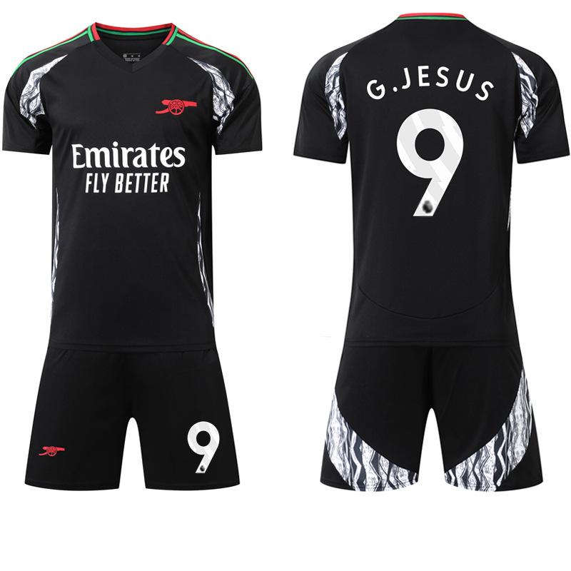 2024-25 Arsenal Black Away Jersey #7 Saka #9 Jesus #8 Odegaard Football Jerseys 26