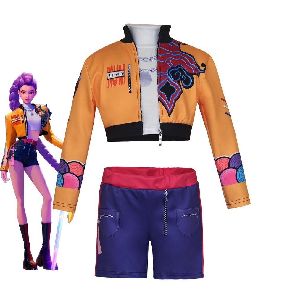 2025 Nový film K-Pop Mira Rumi Zoey Hunters Cosplay Kostým Halloween Karneval Démon Pódium 3D Tištěný Vzor Oblečení pro Hraní rolí