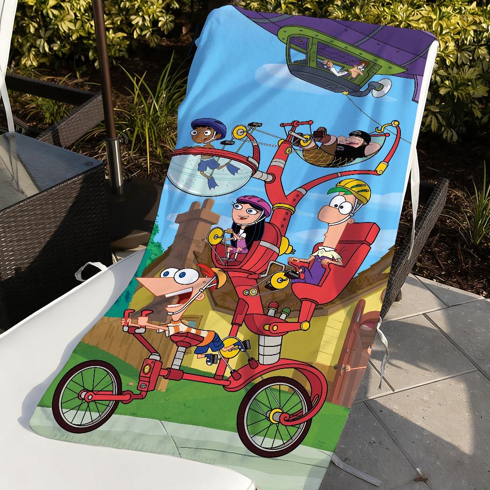 Cartoon P-Phineas and F-Ferb Towel Soft Pool Gift For Travel Gym Shower Camping Quick Dry Sports Large Beach Towels