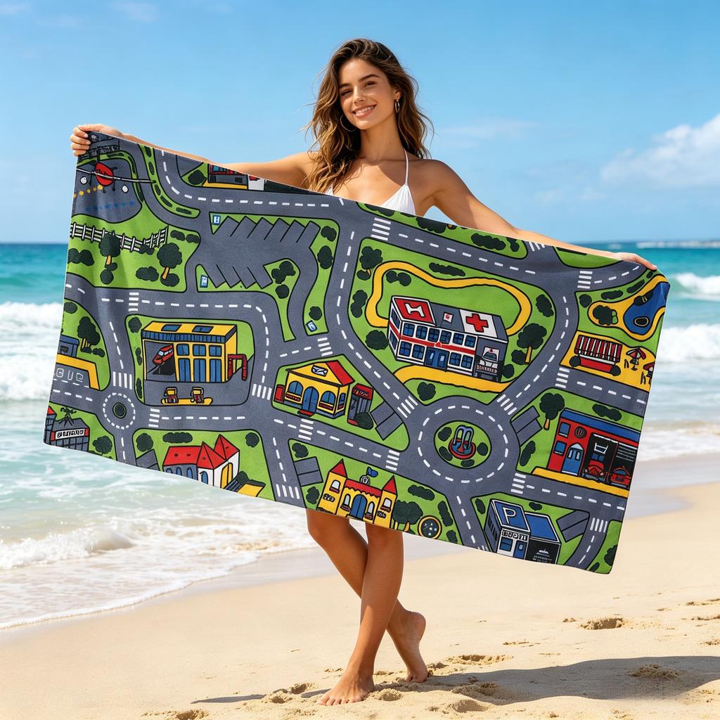 90s Retro Beach Towel Soft Lightweight for Swimming Surfing Diving Camping Beach Vacation Travel Essential Multi Size