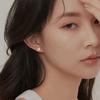 S999 Sterling Silver Pink Cherry Blossom Earrings for Women Sweet Screws Bead Earrings Simple Temperament Jewelry Gifts