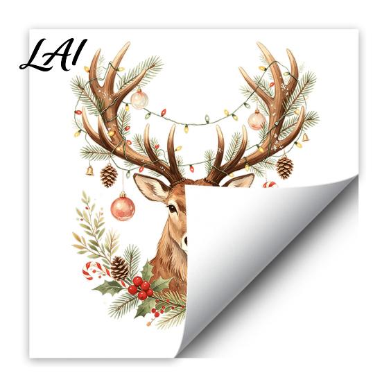 Party Decoration Cling Christmas Watercolor Reindeer Window Cling Removable Reusable Elk Head Static Decal Decal Animal Decorative Glass Sticker for