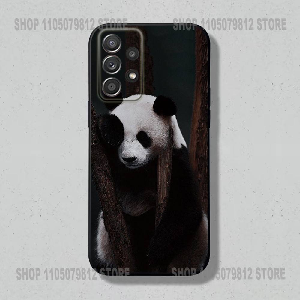 Cute Panda Phone Case For Samsung S25,24,23,22,21,20,10,10E,9 Plus FE Note 20 Plus Soft Black Cover Shell