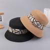 Trendy Letters Woven Fisherman Ladies  Simple Straw Hat Sun Hats Outdoor Travel Beach Panama Cap Bucket Hats For Women
