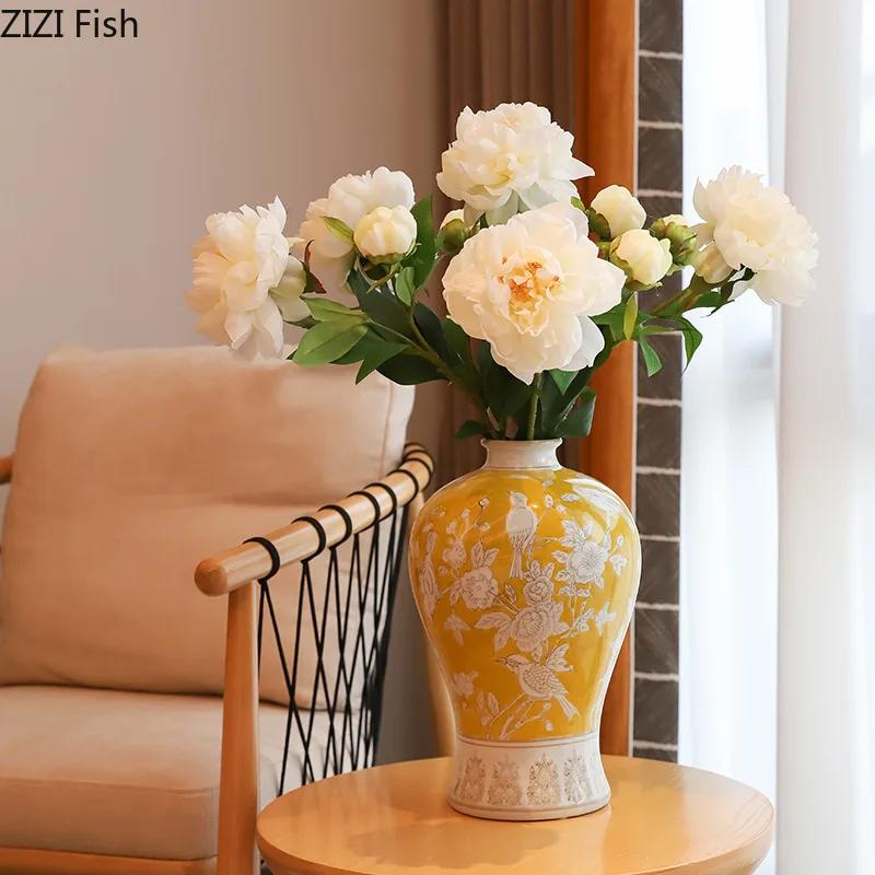 Blue and White Porcelain Ainted Vase Plant Pot Table Decoration Flower Arrangement Classical Flowers Vases Room Aesthetic Decor