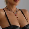 Y2K Choker Necklaces Heart Pendant Chain Jewelry Women Glass Multilayer Neck  for Girls Women Collier Femme Cadenas Para Mujer