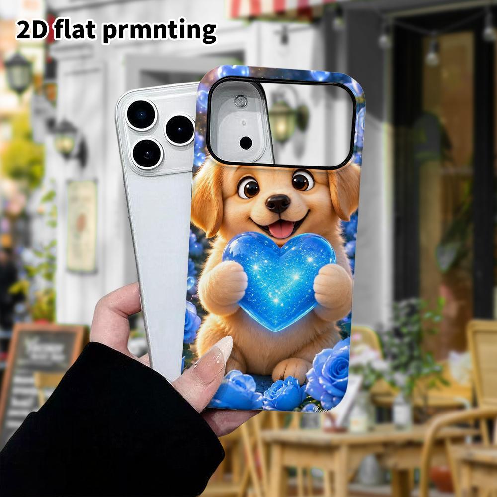 Phone Case: 2D Flat Design Suitable for iPhone 18, 17, 16, 15, 14, 13 Pro Film Protective Case, Couple Style, Golden Retriever Puppy, Christmas and Ha
