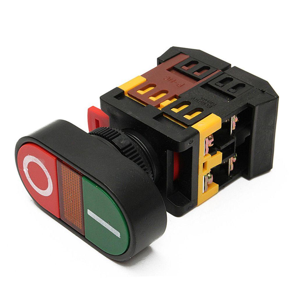 Indicator Light AC LED APBB22N 220V 22mm Push Button Switch ON/OFF Start Stop Momentary