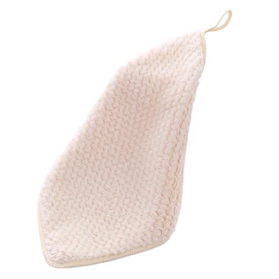 Yousheng Coral Velvet Plaid Texture Bath Towel Strong Water Absorption Fluffy Towel with Lanyard Design Easy To Clean Hand Towel