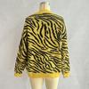 Women's new autumn and winter commuting knitted zebra print contrasting pullover sweater KTB
