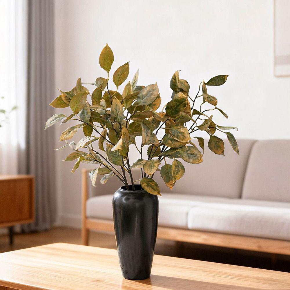 Luxury Simulated Flowers Lifelike Fake Persimmon Leaves  Outdoor Garden Decor