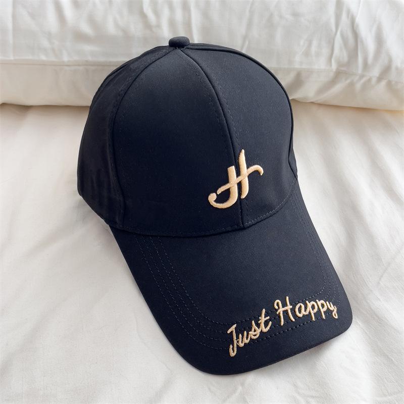 

Korean Version of Long Brim Hard Top Letter Embroidered Baseball Hat for Women with Versatile Face Showing Small Sun Protection Baseball Cap for Men Adjustable