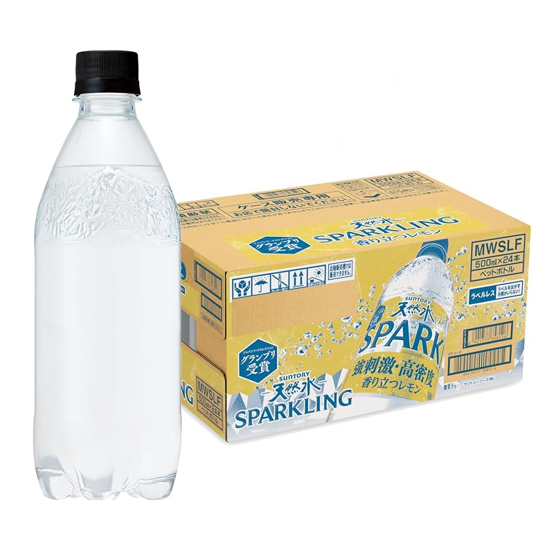 Suntory Natural Water Sparkling Lemon Label-Free 500ml x 24 bottles [Carbonated Water] Bulk Sale in Progress