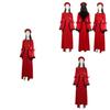 Scary Ghost Costume For Halloween Zombie Bride Retro Red Dress Cosplay