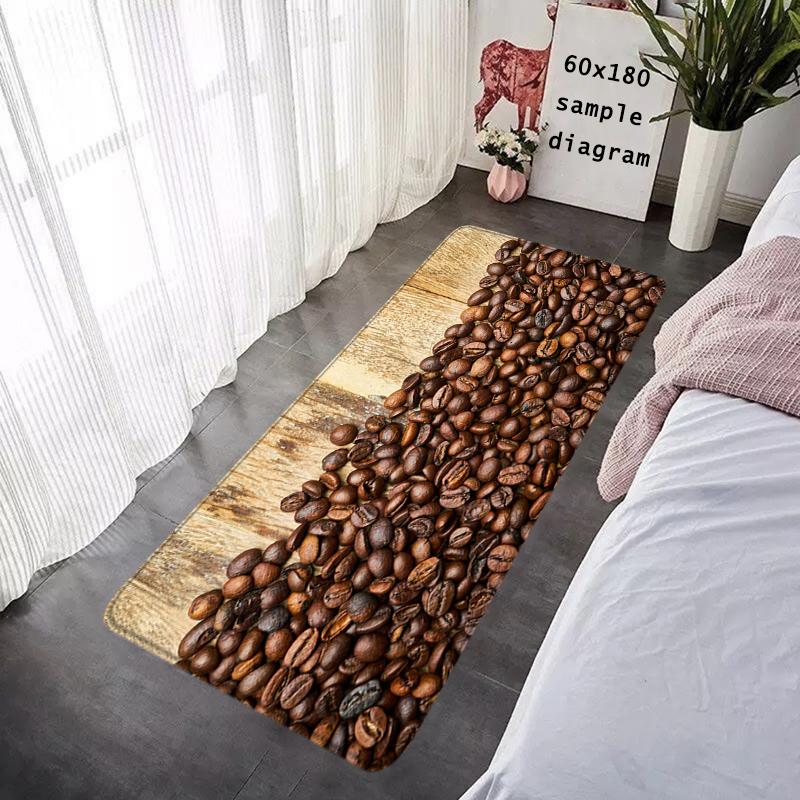Food Condiment Kitchen Balcony Decor Doormat For Mom Coffee Bean Flannel Floor Mat Indoor Foot Rug Bedside Mats Corridor Carpet