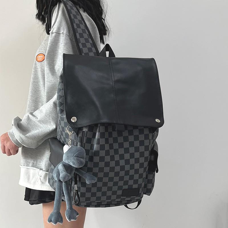Tooling Style Backpack Male High School College Student Schoolbag Female Junior High School Student Large Capacity Soft Travel Computer Backpack Trend