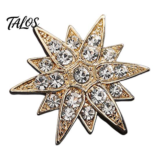 Men Formal Accessory 1/2Pcs Double-Layered Eight-Pointed Star Lapel Pin with Rhinestones, Thickened Alloy Decorative Brooch Safety Buckle for