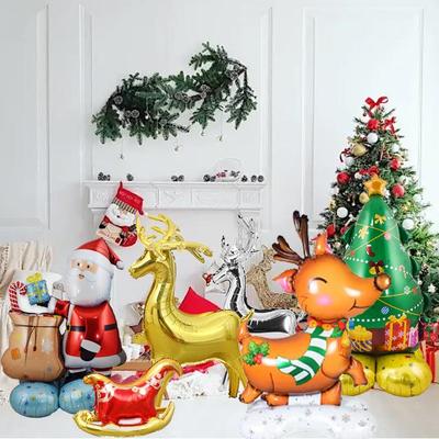 3D Vánoční hliníkové fóliové balónky: Santa Claus, Vánoční stromek, Sob, Sáně Dekorace