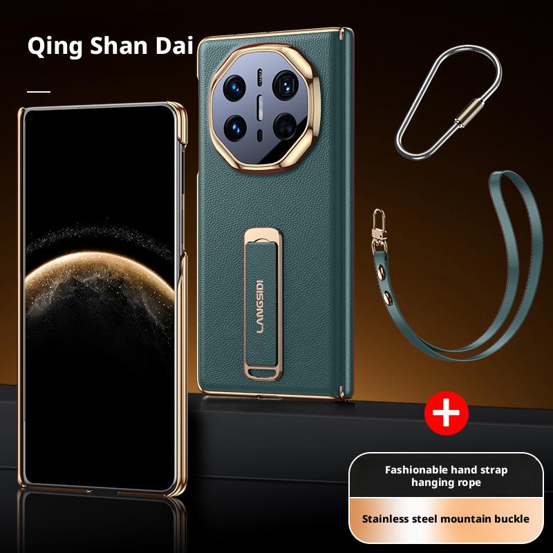 

Genuine Leather Case For Huawei Mate X7 X6 X5 Strong Magnetic Metal Bracket Anti-slip Finger Grip Band Drop-proof Lanyard Cover Genuine Leather&Huawei Mate X5
