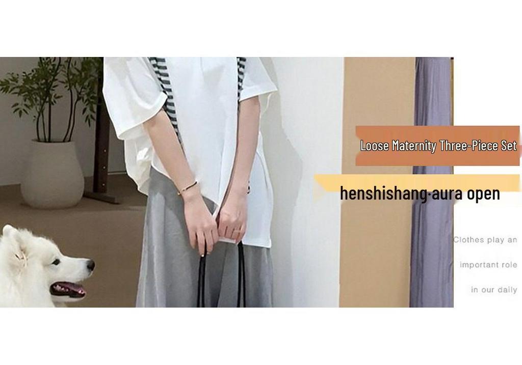 Stylish 2026 Summer Maternity Dress & T-Shirt Set - Slimming French Sleeveless/Short-Sleeved, Conceals Pregnancy
