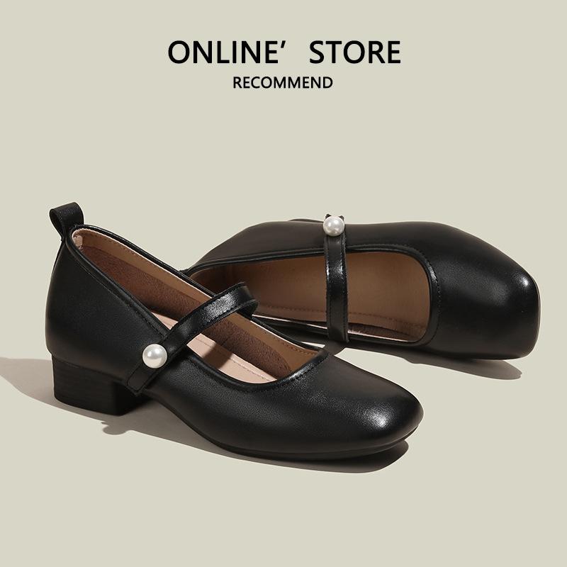 Grandma shoes soft sole new light mouth ladyshoes thick heel small inner height increase gentle single shoes women