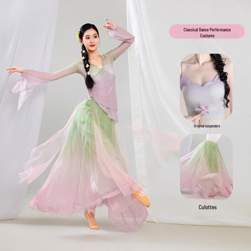 Damen Klassisches Tanz Fließendes Farbverlauf Performance Outfit