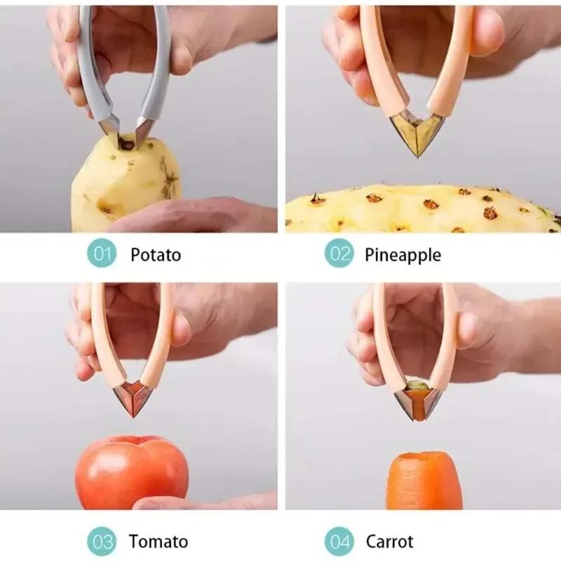 Kuchyň Nerezová Ocel Vykrajovač Oček Ananasu Ovocné Zeleninové Nože Odstraňovač Stopek Klip Odstopkovač Jahod Škrabka Pinzeta Gadgety