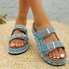 Fashion 2025 Summer New Women's Slippers Plus Size Round Toe Crystal Buckle Platform Sandals Outdoor Hot Sale Daily Casual Slippers