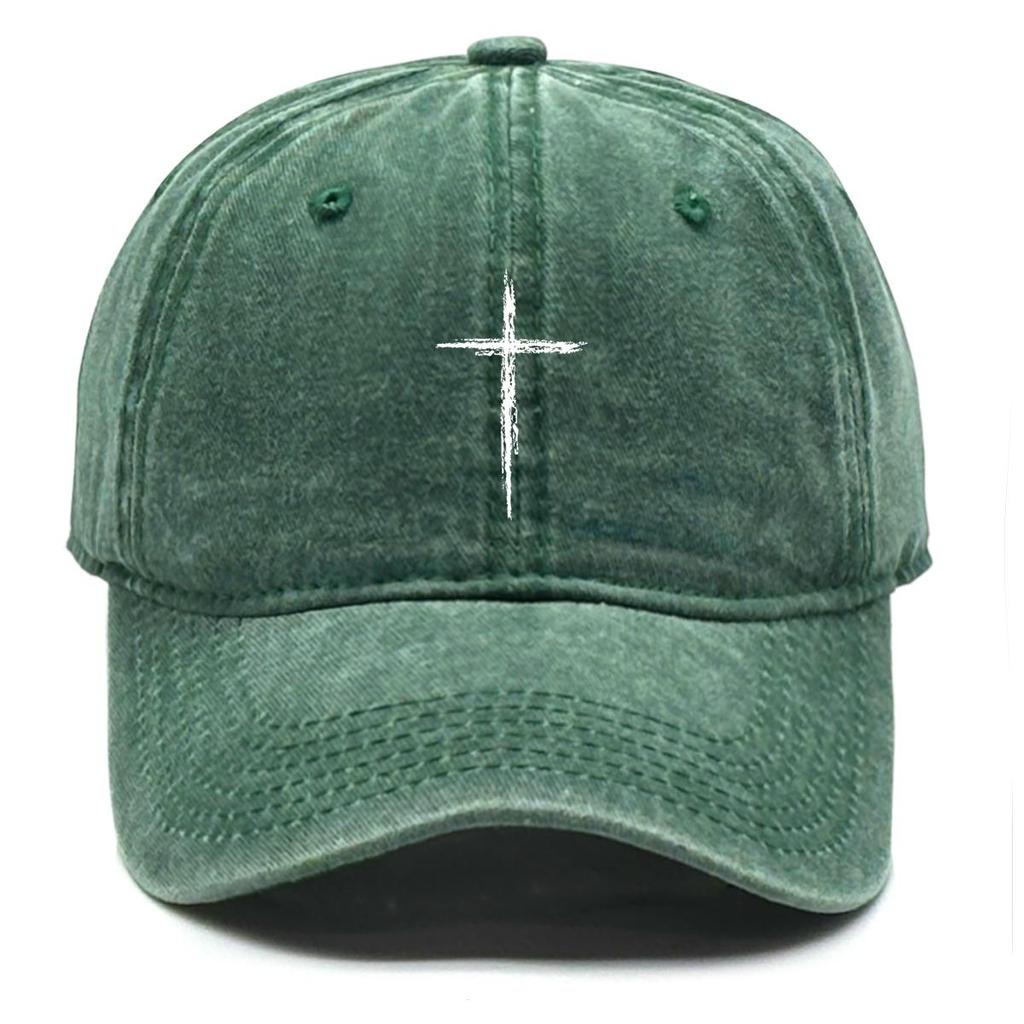Pure White Cross Print Snapback Baseball Hat, Trucker Hat Leisure Hip Hop Raw Brim Simple Snapback Sun Hat