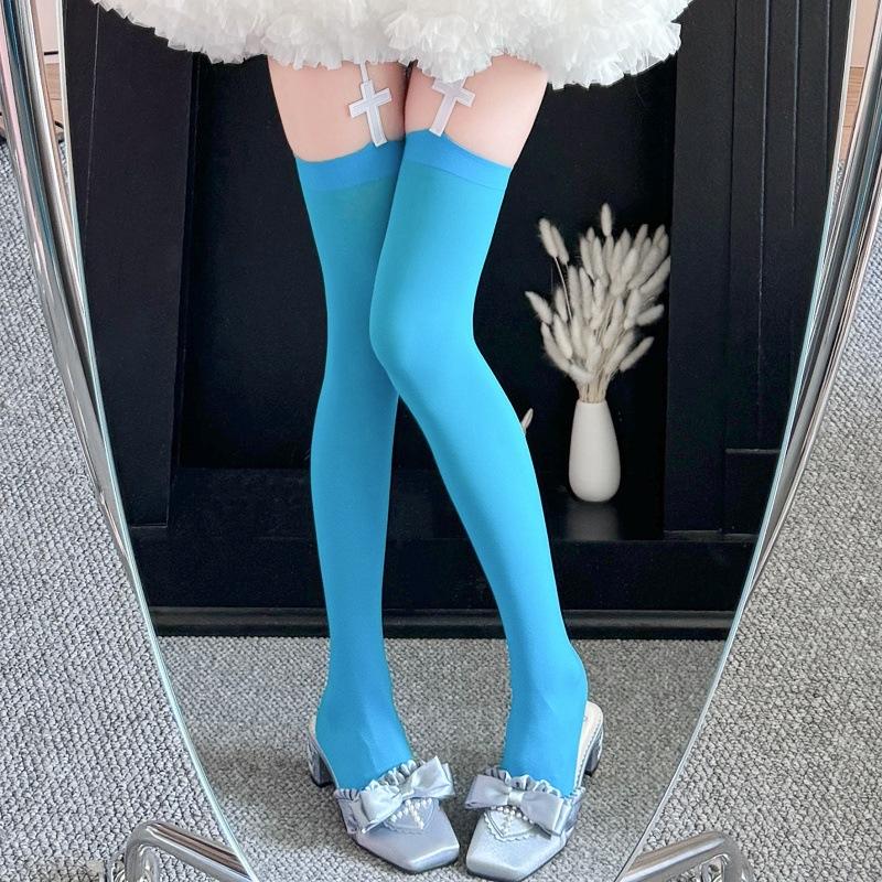 Candy Knee Socks Trend Internet Celebrity Japanese And Korean Long Socks Over Knee Socks Solid Color High Stockings Suspender Socks