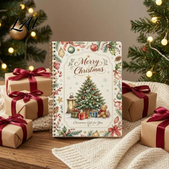 Handwritten Wish Keepsake Christmas Gift Card Book DIY Spiral-Bound Merry College Survival Holder Kit 10-Page Greeting Book for Students Graduation