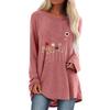 Ladies Flowers Printed Round Neck Long Sleeves Plus Size Cotton Tunic Loose T-Shirt Summer New Casual Fashion Women Clothing