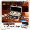 Lockable Cash Box with Key Aluminium Alloy Money Coins Bank Cards Jewelry Storage Box Portable Hidd Mini Safe Locker