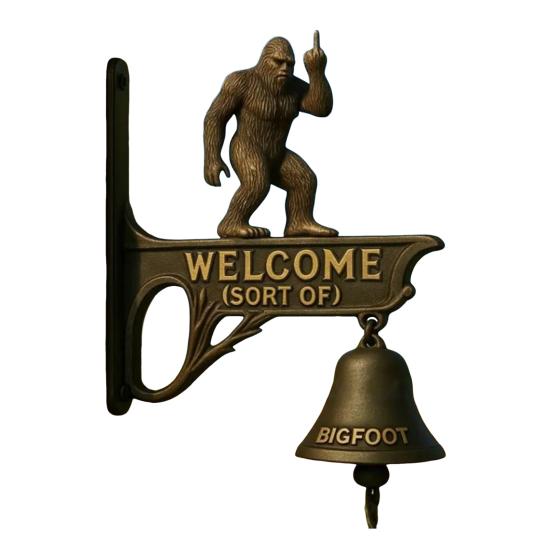 Yousheng Sasquatch Door Bell Vintage Middle Finger Wild Savage Welcome Door Hanger Bell Home Office Entrance Door Wall Hanging Metal Decorative Bell