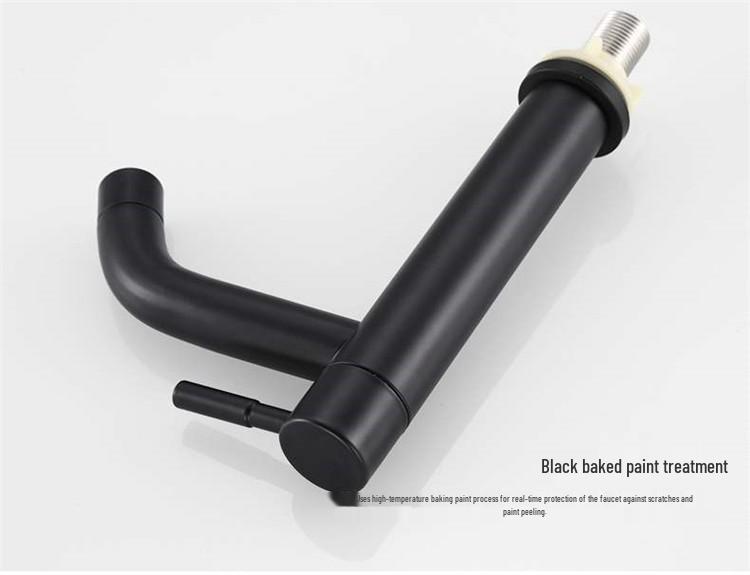 Enhanced Black Single-Hole Cold Basin Faucet - 304 Stainless Steel for Countertop/Undermount Bath