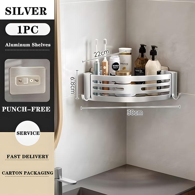 

Полки для ванной из алюминиевого сплава, утолщенная, без проколов, настенная угловая полка-тренога, аксессуары для ванной, органайзер для душа серебряный