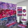 Character Print Bathroom Mat And Shower Curtain 4-Piece Set