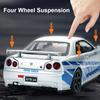 1:32 Scale GTR-R34 R35 Sports Car Model Toy Wheel Steering Alloy Diecast Vehicle Models Sound Light Pull Back Gifts for Kids