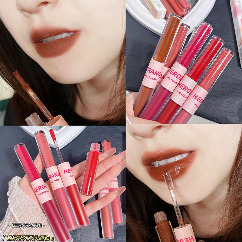 

Серия HER ORANGE ~ Funnix, двусторонняя глазурь для губ, матовый бархатный белый блеск для губ, стойкий красочный увлажняющий зубчатый блеск для губ 03