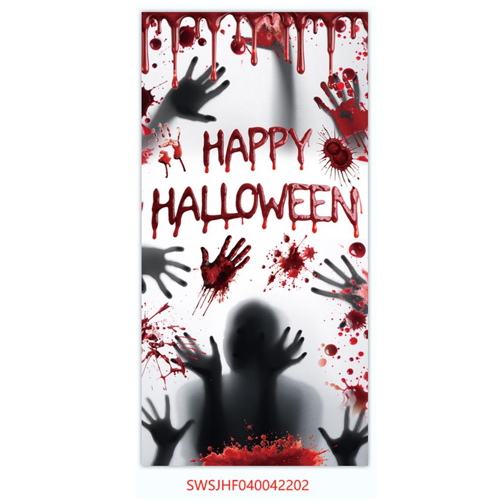 Halloween Horror Decoration Background Cloth, Haunted House Family Arrangement, Outdoor Door Curtain Hanging Cloth Vertical Poster