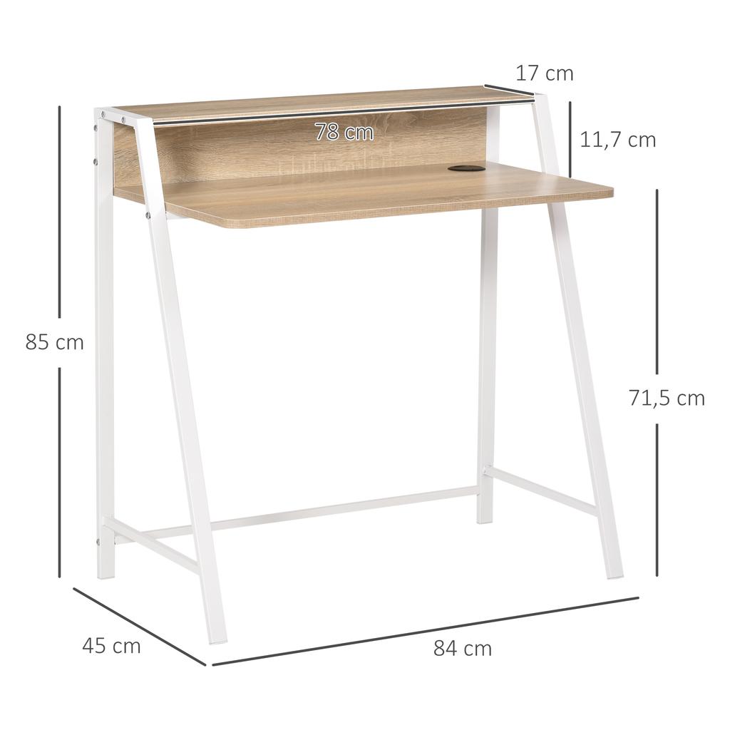 Schreibtisch Computertisch Home Office PC Laptop Workstation Ablagefach 84L x 45B cm Weiß und Eiche