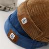 Fashionable Brimless Beanies Men Women Retro Hip Hop Fashion Round Cap Casual Corduroy Fabric Penny Cap Versatile Melon Skin Cap