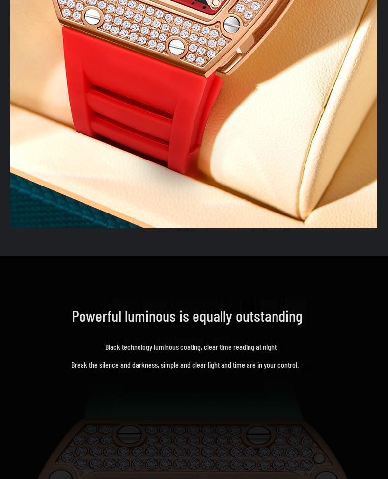 Herren ONOLA Wasserdichte Automatische Mechanische Uhr mit Silikonarmband und Diamantdetail